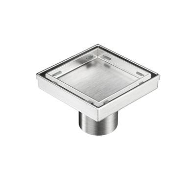 Image showing  4 in. x 4 in. Stainless Steel Square Shower Drain with Tile In Pattern Surface, ZS3-4-T02-BR