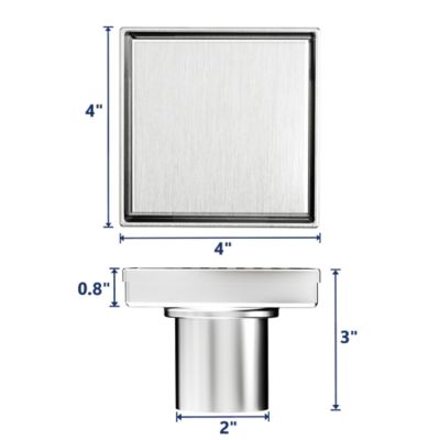 Image showing  4 in. x 4 in. Stainless Steel Square Shower Drain with Tile In Pattern Surface, ZS3-4-T02-BR