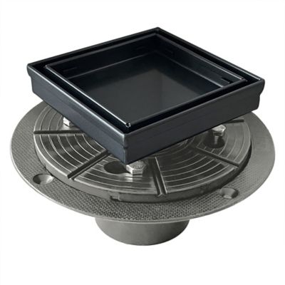 Neodrain 4 in. x 4 in. Stainless Steel Square Shower Drain with Tile In Pattern Surface & PVC Drain Base, ZS3-4-T02-MB-PVC3