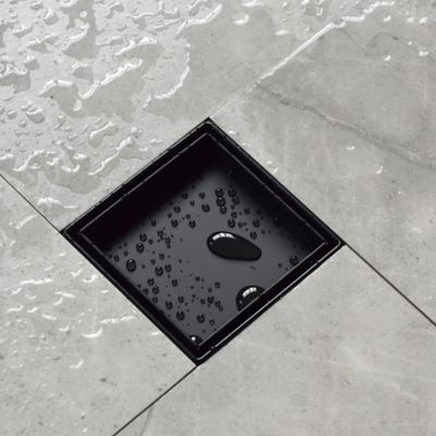 Image showing 6 th Neodrain 4 in. x 4 in. Stainless Steel Square Shower Drain with Tile In Pattern Surface & PVC Drain Base, ZS3-4-T02-MB-PVC3