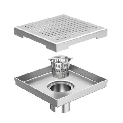 Neodrain 6 in. x 6 in. Stainless Steel Square Shower Drain with Square Pattern Surface, ZS3-6-S04-BR