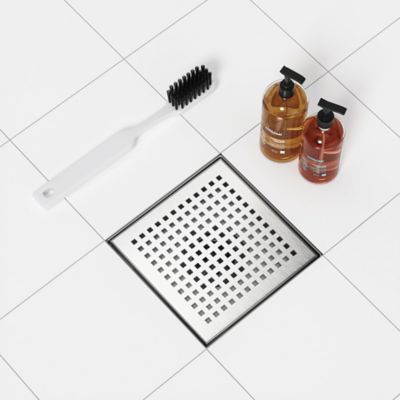 Image showing  6 in. x 6 in. Stainless Steel Square Shower Drain with Square Pattern Surface, ZS3-6-S04-BR
