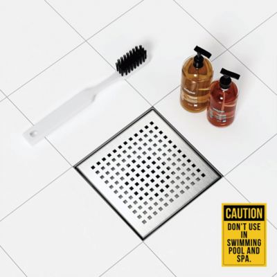 Image showing  6 in. x 6 in. Stainless Steel Square Shower Drain with Square Pattern Surface & PVC Drain Base, ZS3-6-S04-BR-PVC3