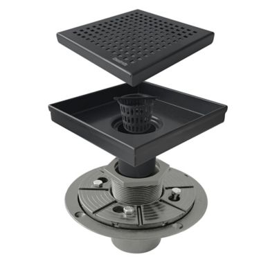 Neodrain 6 in. x 6 in. Stainless Steel Square Shower Drain with Square Pattern Surface & PVC Drain Base, ZS3-6-S04-MB-PVC3