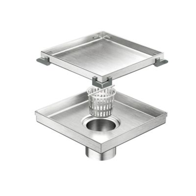 Neodrain 6 in. x 6 in. Stainless Steel Square Shower Drain with Tile In Pattern Surface, ZS3-6-T02-BR