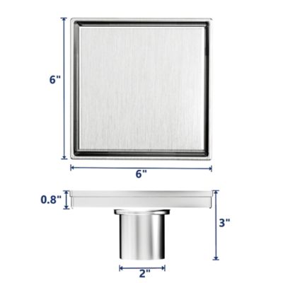 Image showing  6 in. x 6 in. Stainless Steel Square Shower Drain with Tile In Pattern Surface, ZS3-6-T02-BR
