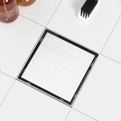 Image showing  6 in. x 6 in. Stainless Steel Square Shower Drain with Tile In Pattern Surface, ZS3-6-T02-BR