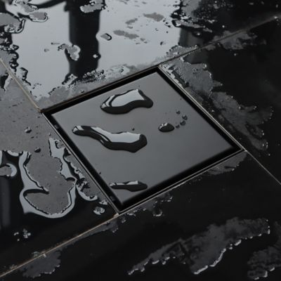 Image showing  6 in. x 6 in. Stainless Steel Square Shower Drain with Tile In Pattern Surface, ZS3-6-T02-MB