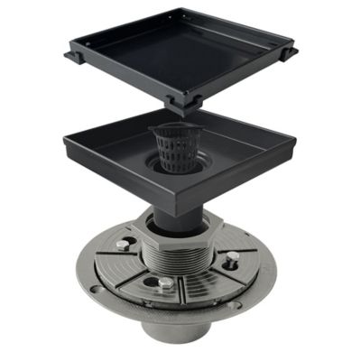 Image showing  6 in. x 6 in. Stainless Steel Square Shower Drain with Tile In Pattern Surface & PVC Drain Base, ZS3-6-T02-MB-PVC3