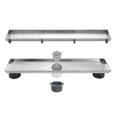Image showing  18 in. Stainless Steel Linear Shower Drain with Tile In Pattern Surface, ZA3-18-T02-BR