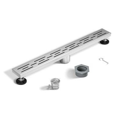 Neodrain 24 in. Stainless Steel Linear Shower Drain with Stripe Pattern Surface, ZA3-24-G01-BR