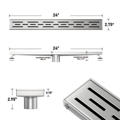 Image showing  24 in. Stainless Steel Linear Shower Drain with Stripe Pattern Surface, ZA3-24-G01-BR