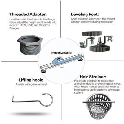 Image showing 3 th Neodrain 24 in. Stainless Steel Linear Shower Drain with Square Pattern Surface, ZA3-24-G03-BR