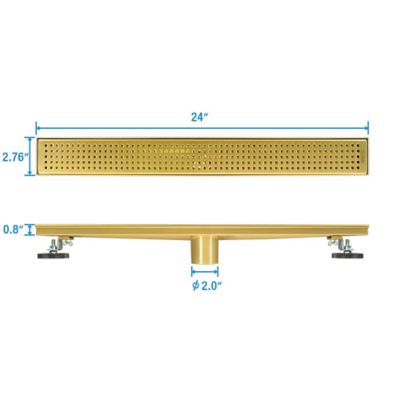 Image showing  24 in. Stainless Steel Linear Shower Drain with Square Pattern Surface, ZA3-24-G03-GD