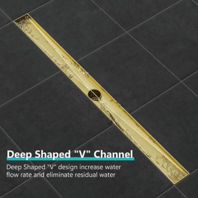 Image showing  24 in. Stainless Steel Linear Shower Drain with Square Pattern Surface, ZA3-24-G03-GD