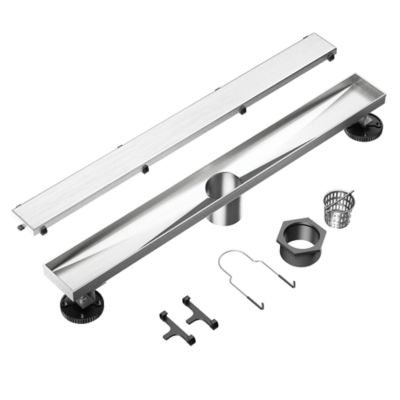Image showing  28 in. Stainless Steel Linear Shower Drain with Tile In Pattern Surface, ZA3-28-T02-BR