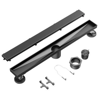 Image showing  28 in. Stainless Steel Linear Shower Drain with Tile In Pattern Surface, ZA3-28-T02-MB