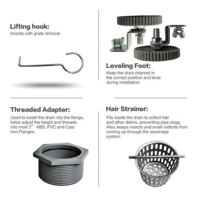 Image showing  32 in. Stainless Steel Linear Shower Drain with Square Pattern Surface