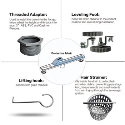 Image showing 2 th Neodrain 60 in. Stainless Steel Linear Shower Drain with Square Pattern Surface