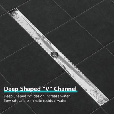 Image showing 4 th Neodrain 60 in. Stainless Steel Linear Shower Drain with Square Pattern Surface