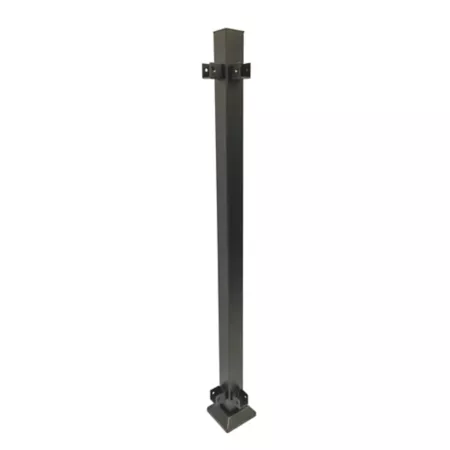 Fortress Building Products Bronze Steel Guardrail Corner Post with Brackets 53332456 Metal Posts