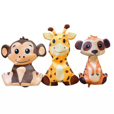 Piggy Poo and Crew Monkey Giraffe & Meerkat Ruffhouse Squeaker Toys Large Anti-Bite Squeakers for Dogs and Other Pets 3 ct Dog Squeaky Toys