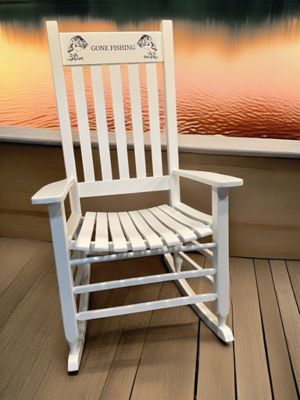Image showing  Gone Fishing Adult Slat Rocking Chair
