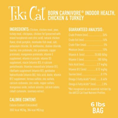 Image showing  Born Carnivore Indoor Health Dry Cat Food, Chicken & Turkey Meal, 6 lb. Bag