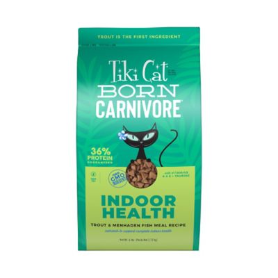 Tiki Cat Born Carnivore Indoor Health Dry Cat Food, Trout & Menhaden Fish Meal, 6 lb. Bag