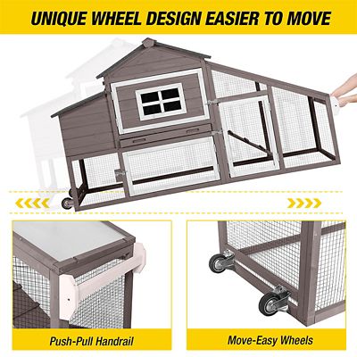Image showing  Wooden Chicken Coop with Wheels, 1 to 2 Hen Capacity