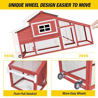 Image showing  Wooden Chicken Coop with Wheels, 1 to 2 Hen Capacity