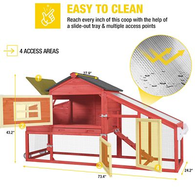 Image showing 5 th Aivituvin Wooden Chicken Coop with Wheels, 1 to 2 Hen Capacity