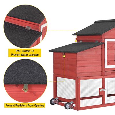 Image showing 6 th Aivituvin Wooden Chicken Coop with Wheels, 1 to 2 Hen Capacity