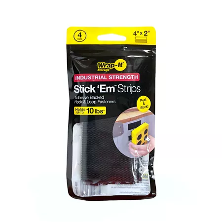 Industrial Strength Wrap-It Stick Em Strips 4 in x 2 in 4 Sets Mounting Tape