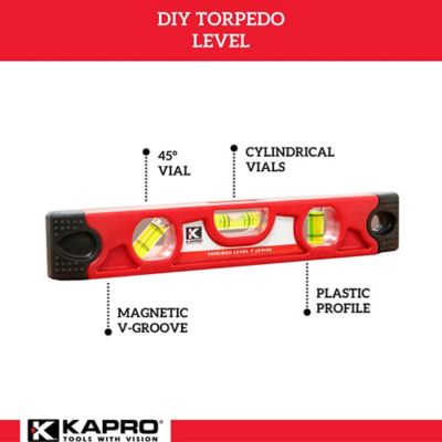 Image showing  Kapro 227 Torpedo Star Plus - Magnetic Toolbox Level - 9 Inch