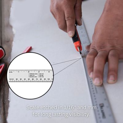 Image showing  Kapro 306 Aluminum Ruler - Conversion Tables -1/16 & mm - 12 Inch