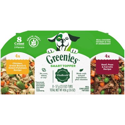 Greenies Smart Topper Chicken with Green Beans & Beef Pack Grain-Free Wet Dog Food Topper, 2 oz. Tray and Case of 8