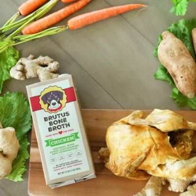 Image showing 6 th Brutus Bone Broth Chicken Hip & Joint Dog Food Topper for Dogs, 32 oz.