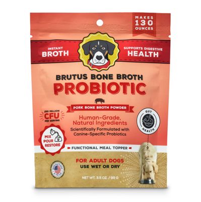 Brutus Bone Broth Instant Pork Probiotic Powder Dog Food Topper for Dogs, 3.5 oz.