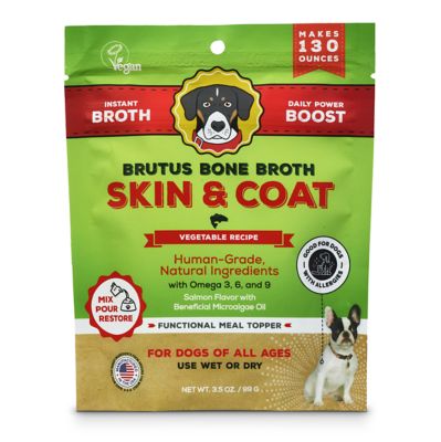 Brutus Bone Broth Instant Salmon Skin & Coat Powder Dog Food Topper for Dogs, 3.5 oz.