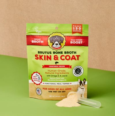 Image showing 7 th Brutus Bone Broth Instant Salmon Skin & Coat Powder Dog Food Topper for Dogs, 3.5 oz.