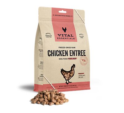 Vital Essentials Freeze Dried Raw Chicken Entree Dog Food Mini Nibs, 14 oz.