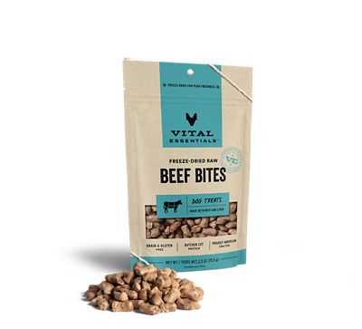 Vital Essentials Freeze Dried Beef Bites Dog Treats, 2.5 oz.