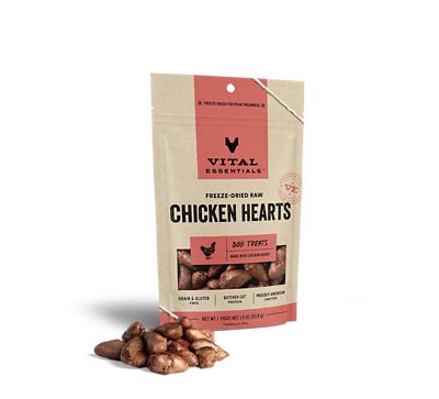 Vital Essentials Freeze Dried Chicken Hearts Dog Treats, 1.9 oz.