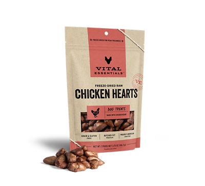 Vital Essentials Freeze Dried Chicken Hearts Dog Treats, 3.75 oz.