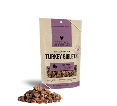 Vital Essentials Freeze Dried Raw Turkey Giblets Dog Treats, 2.0 oz.