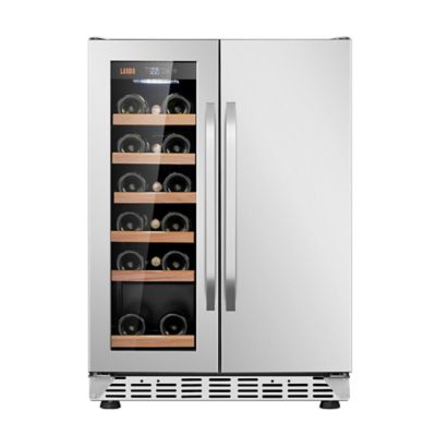 Lanbo Dual Zone Built In or Freestanding Compressor Wine Cooler, 18 Bottle 55 Can Capacity