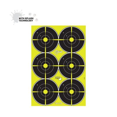 Image showing  Splash Reactive Paper Shooting Targets, Bullseye, 6 Targets per Sheet, 12.5 W x 18.25 H in., 100 pk.