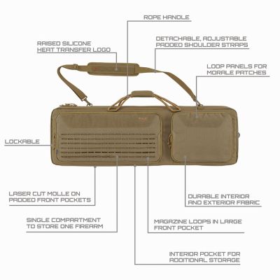 Image showing  42 in. Lockable Squad Tactical Gun Case, Laser Cut MOLLE Front, Coyote