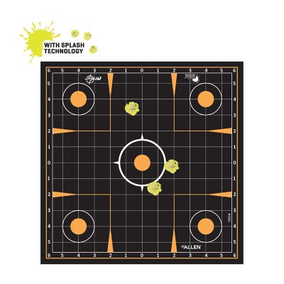 Image showing  Splash Reactive Adhesive Paper Shooting Targets, Sight In Grid, 12 in. Square, 10 pk., Black and Orange